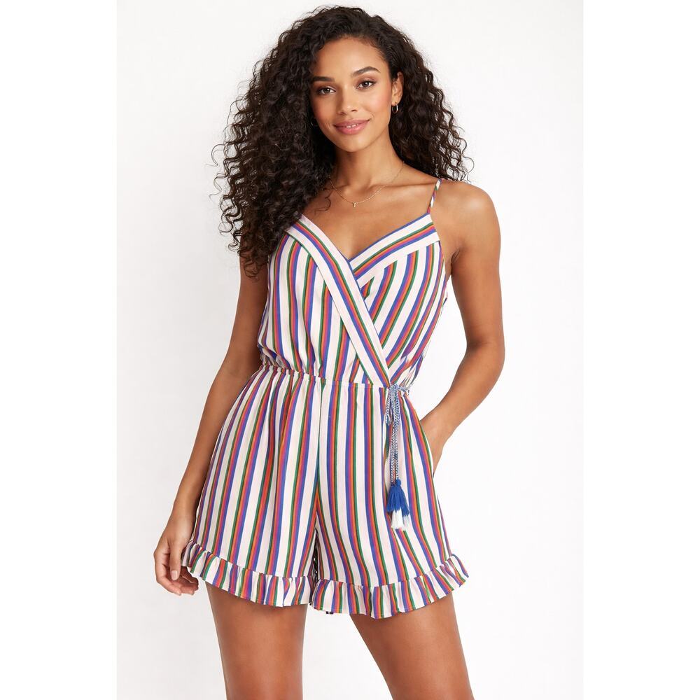 Jodi Kristopher Multicolor Striped Sleeveless Romper